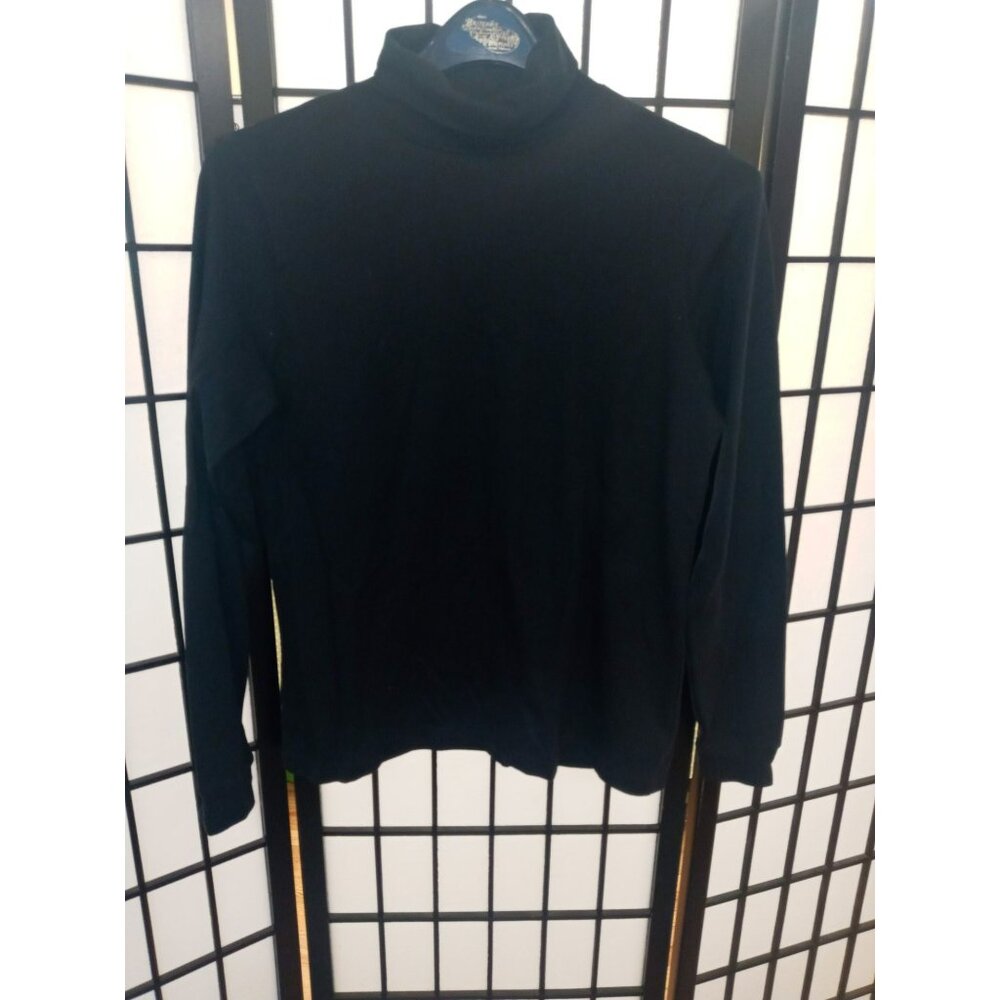 L.L. Bean Shirt Black Turtle Neck Long Sleeve Size Small Stretch Knit Pullover
